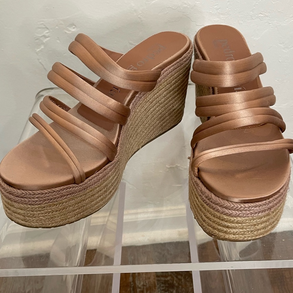 PEDRO GARCIA “Dante" Satin Espadrille Wedge Sandals size 39/9